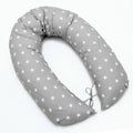 Large Breast Feeding Pillow Baby Pregnancy+Cover 170cm Small White Stars On Grey