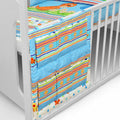 Cot Tidy Organiser Bed Nursery Hanging Storage 6 Pocket 100% Cotton Dino Blue