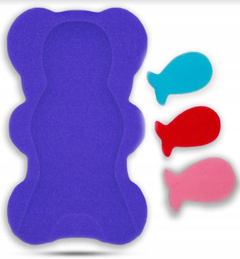 Baby Bath Sponge + 3 Small Sponges Safety Support Comfort Soft Safe Foam Violet - MyHappy Baby