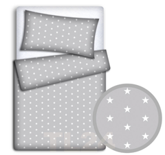 Bedding Set 3Pc Bumper All Around Pillowcase Duvet Cover Fit Cot 120x60cm Small White Stars - MyHappy Baby