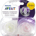 Avent 2 Orthodontic Silicone Classic Transparent Soothers 0-6M - Colour : Yellow + Pink