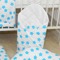 Baby Swaddle Wrap Newborn Bedding Blanket 100% Cotton Sleeping Bag Big Turquoise Stars On White