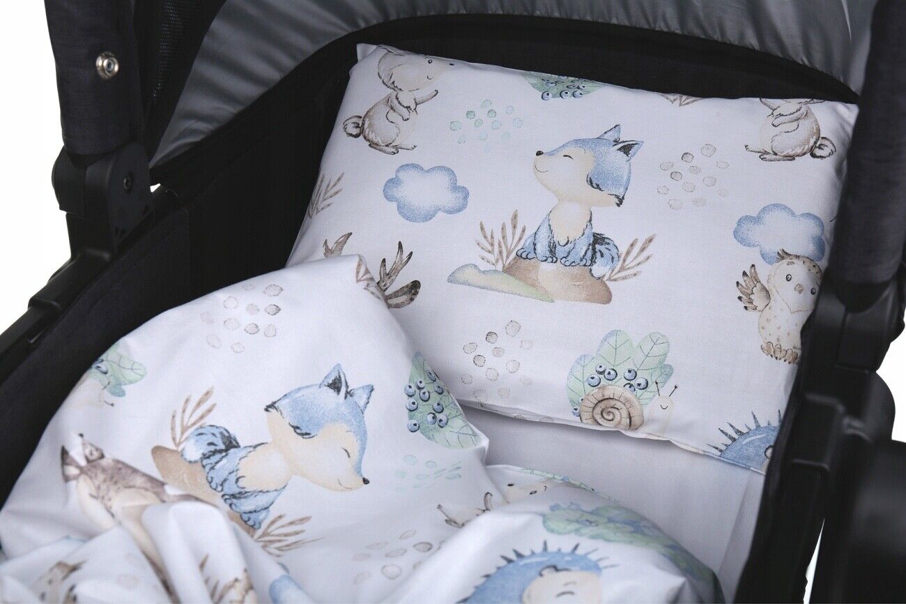 Baby Bedding Set 2pc fit Cradle/Moses basket/Pushchair 70x80 Wolf in the Forest