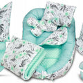 Baby Cocoon set 6pc Double-sided Bed Cushion GREEN FLOWERS