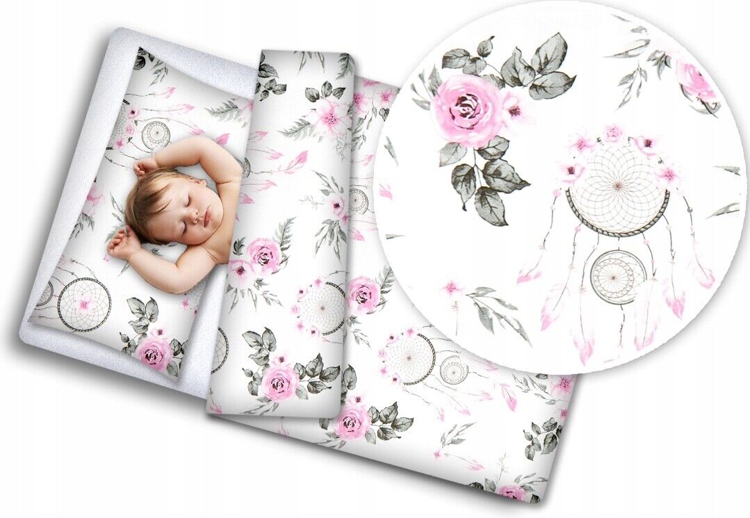 Baby Bedding Set 6pc Cotton All-round Straight Bumper fit Cot bed 140x70cm Dream Catcher