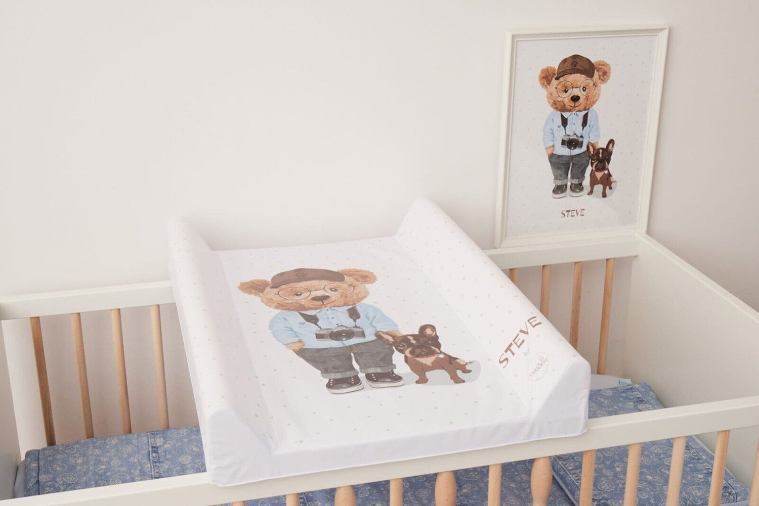 Baby Changing mat Hard Base Nursery Padded 70x50cm Fit Cot Stu