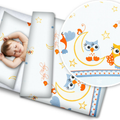 Baby Bedding Set 6pc All-round Bumper Fit Cot 120x60 Owls moon grey