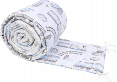 Baby Bedding Set 5Pc Bumper All around Cotton to Fit Cot 120x60cm Retro Locomotive - MyHappy Baby