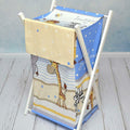 Laundry Basket with white wooden frame and storage removable linen SAFARI BLUE