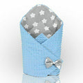 Baby Swaddle Wrap Newborn Dimple Cotton Infant Bedding Blue/ Big Stars On Grey