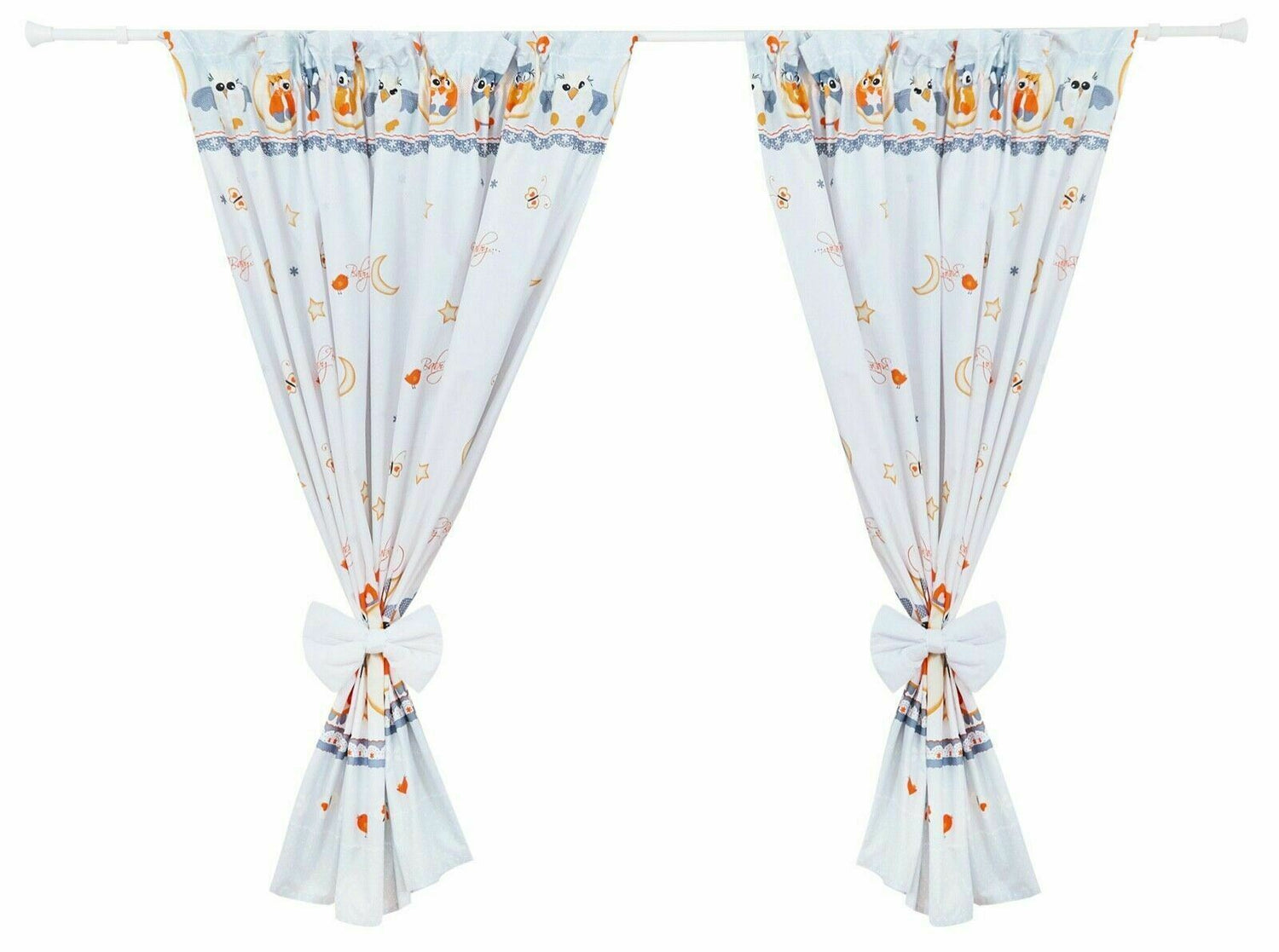 Nursery Curtains for Babies & Toddler's Bedroom Owls moon grey