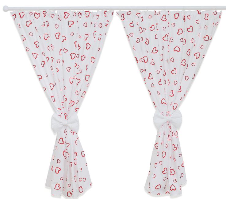 Nursery Curtains for Babies & Toddler's Bedroom Red hearts on white