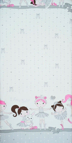 Baby Fitted Junior Bed Sheet Printed 100% Cotton Mattress 160X70cm Ballerina Grey - MyHappy Baby