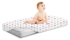 100% cotton fitted sheet printed design for baby crib 90x40cm Grey pink stars - MyHappy Baby