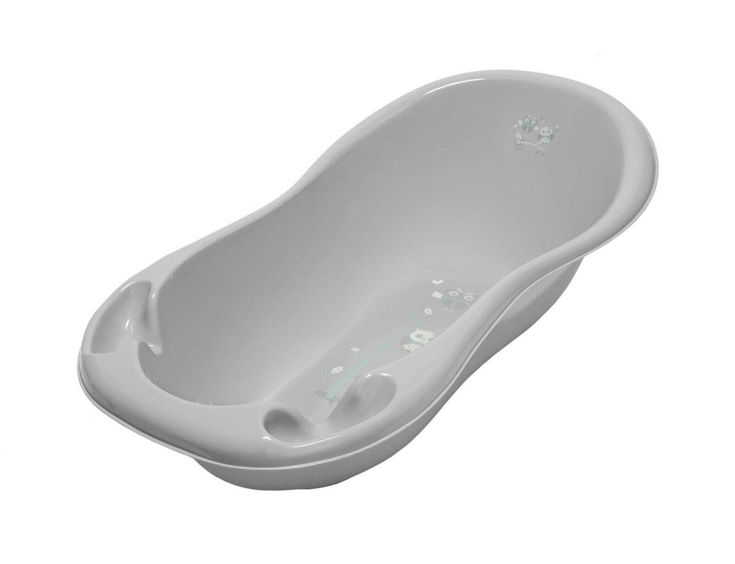 Baby bathtub with drainage hole and plug for bathing TEGA BABY - Owls grey