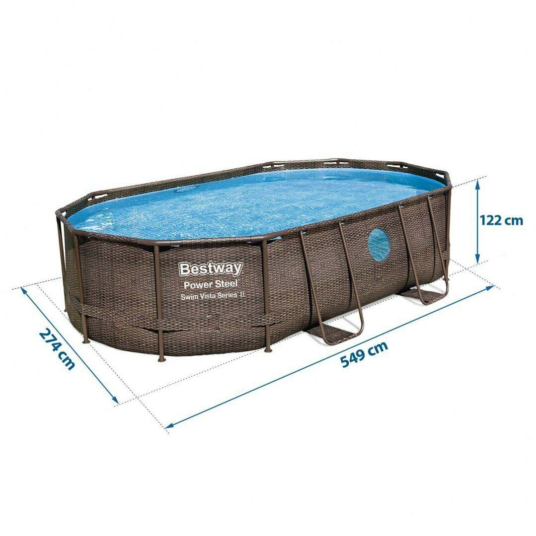 Bestway Power Steel Swim Vista Series 18Ft X 9Ft X 48In Oval Pool With Pump