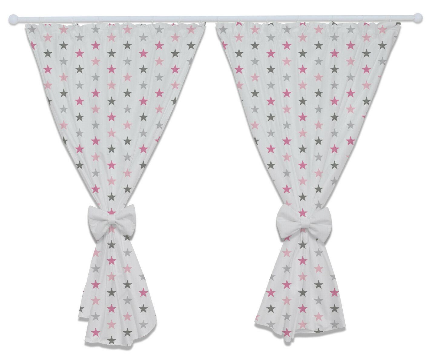 Nursery Curtains for Babies & Toddler's Bedroom Grey pink stars