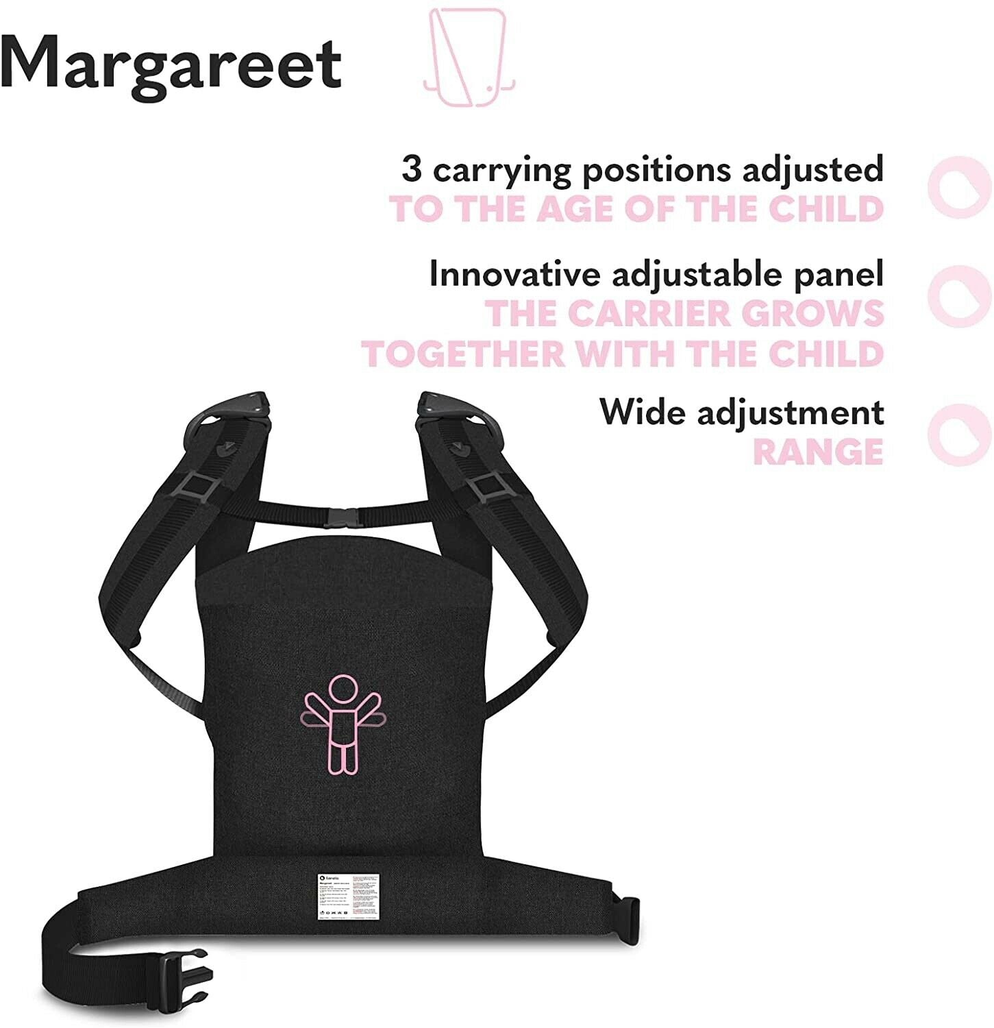 Lionelo Baby Carrier Margareet 3 Carrying Positions Belt Urban Gray