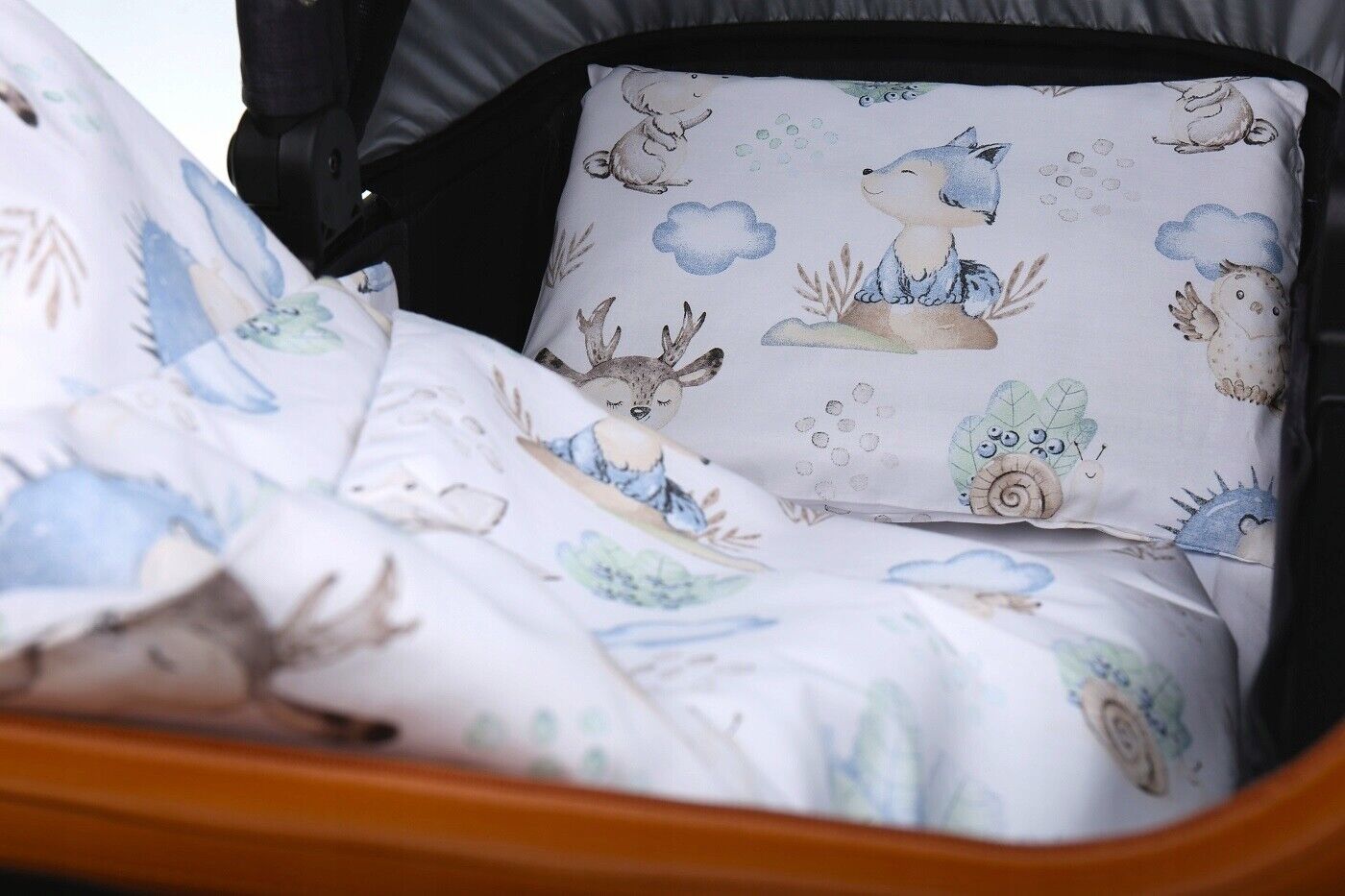 Baby Bedding Set 2pc fit Cradle/Moses basket/Pushchair 70x80 Wolf in the Forest