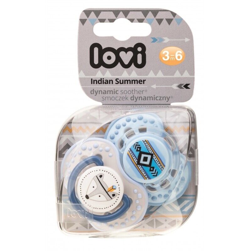 LOVI Dynamic Soother Silicone 3-6m Dummy 2 pcs Boy Indian Blue