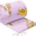 Padded Baby Bumper To Fit Cot 120x60 All Around 100% Cotton 360cm Ladder Pink