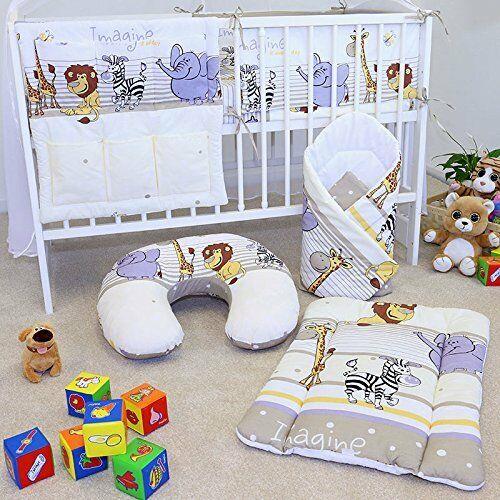 Baby bedding set Cotton Nursery 14pc to Fit Cot 120x60cm Safari beige
