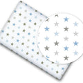100% cotton fitted sheet printed design for baby crib 90x40cm Grey blue stars