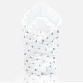Baby Swaddle Wrap Newborn Bedding Blanket 100% Cotton Sleeping Bag Small Grey Stars On White
