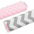 Dimple Belt Cover Car Seat Pram Pad Shoulder Soft Strap 2Pc Pink/ Zig Zag