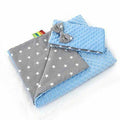 Warm Baby Blanket Dimple Quilt Pillow 100X75cm Blue - Small White Stars On Grey