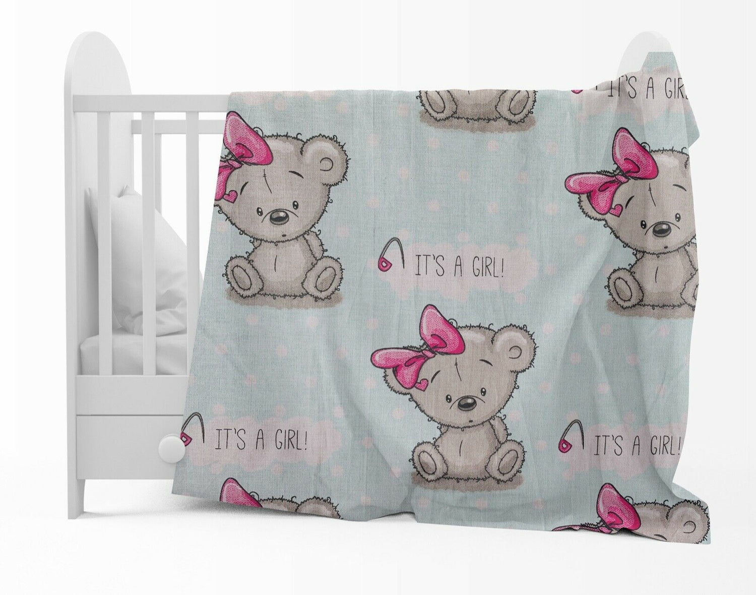 Bedding Set 4Pc Fit Kids Junior Bed 150X120 Teddy Girl Bear Mint