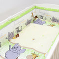 Baby 5Pc Bedding Set Pillow Duvet Quilt All-Round Bumper  Fit Cotbed 140X70cm Safari Green