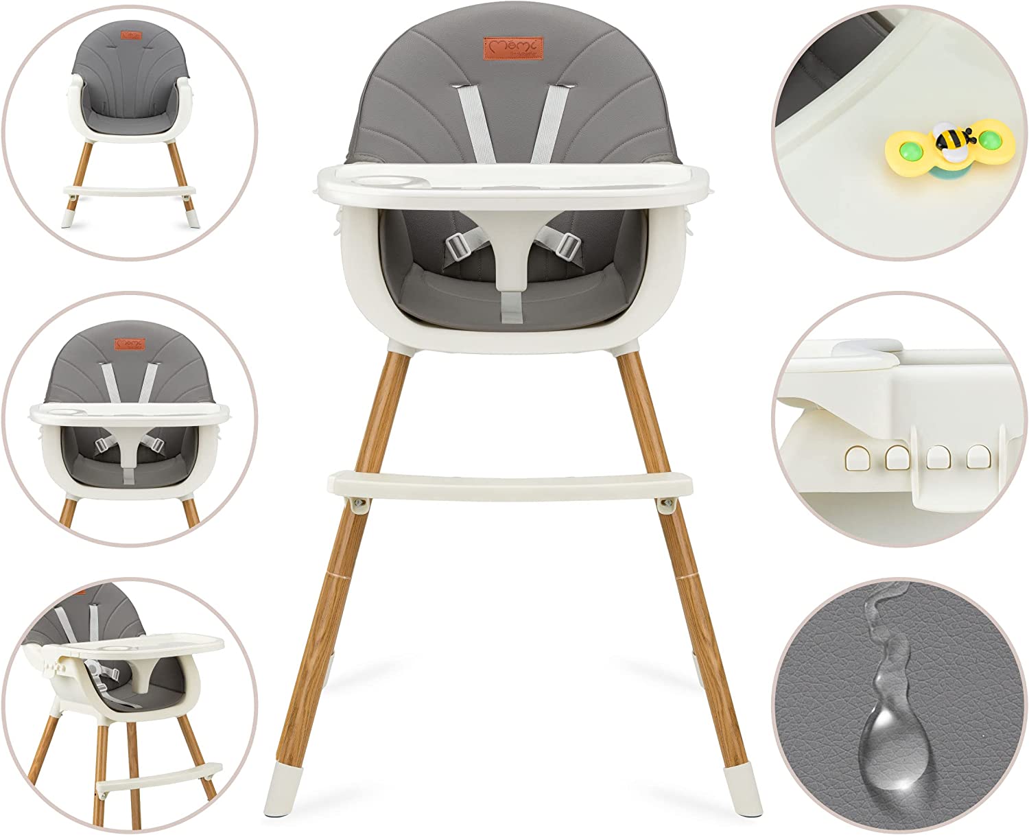 MoMi FLOVI Feeding Chair | 3-in-1 Product Black/Grey