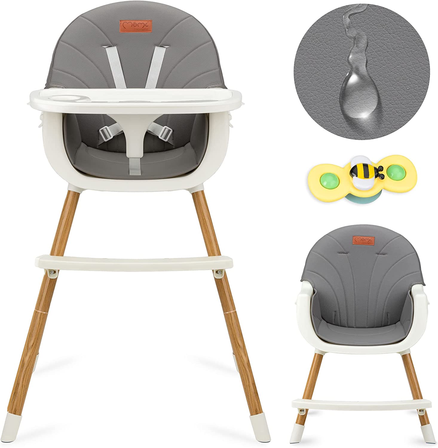 MoMi FLOVI Feeding Chair | 3-in-1 Product Black/Grey