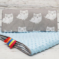 Warm Baby Blanket Dimple Cotton Quilt Pillow Double Sided 100X75cm Blue - Owls Grey