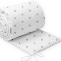 Baby Padded Bumper 180x30cm fit Cot 100% Cotton Small Grey Stars On White