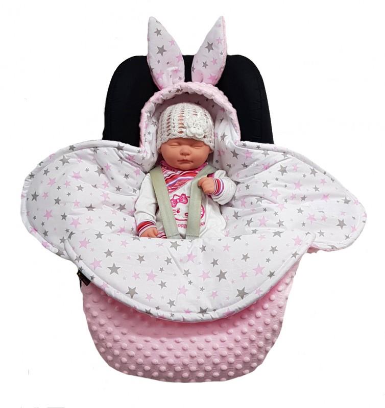 Baby Hooded Swaddle Wrap Bunny Blanket Ultra Soft Warm Blanket - Light Pink