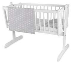 Baby 5pc Bedding Set Cotton Pillow Duvet Bumper 70x80cm Small White Stars On Grey - MyHappy Baby