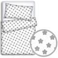 5Pc Bedding Set Nursery Pillow Duvet Bumper Fit Cot 120x60cm Big Grey Stars on White