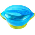 Baby feeding bowl with spoon and lid BabyOno Suction Stay Put No Spill Green