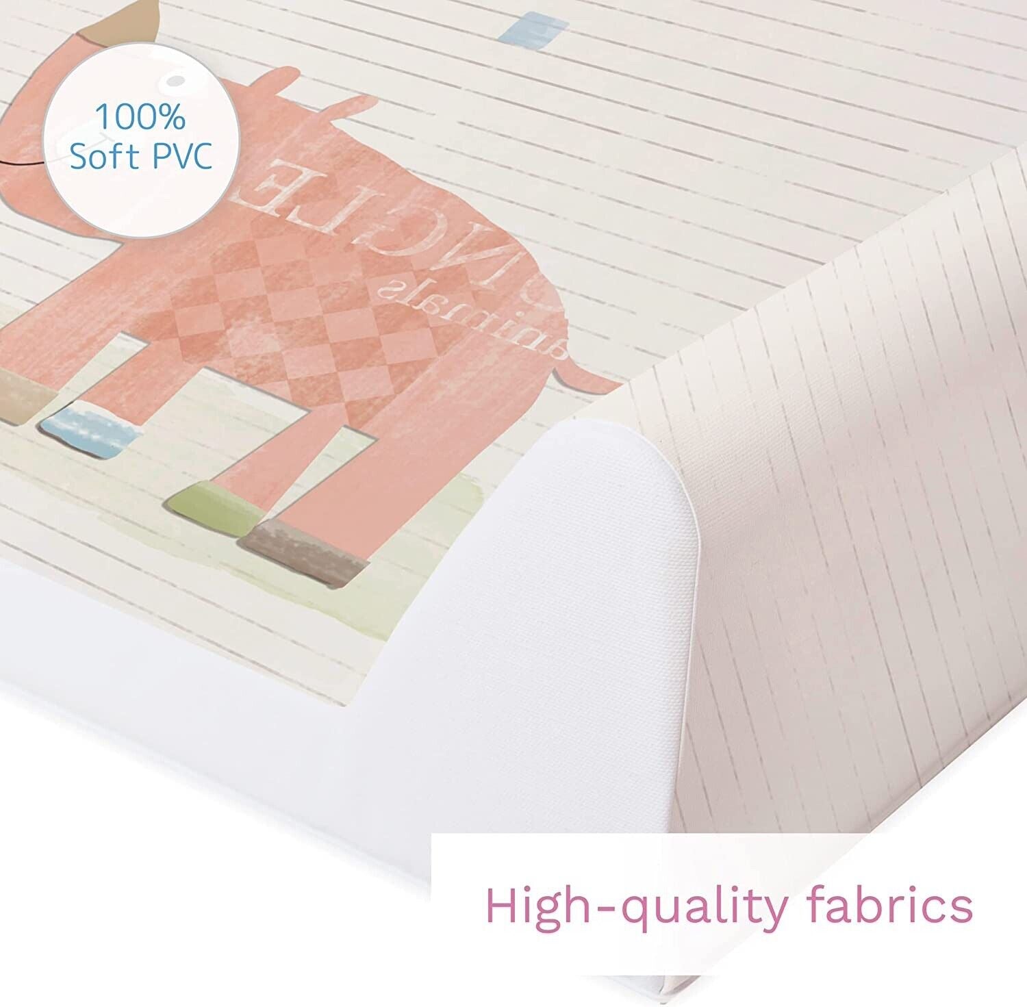 Baby Changing mat Hard Base Nursery Padded 70x50cm Fit Cot Gang Elephant ecru