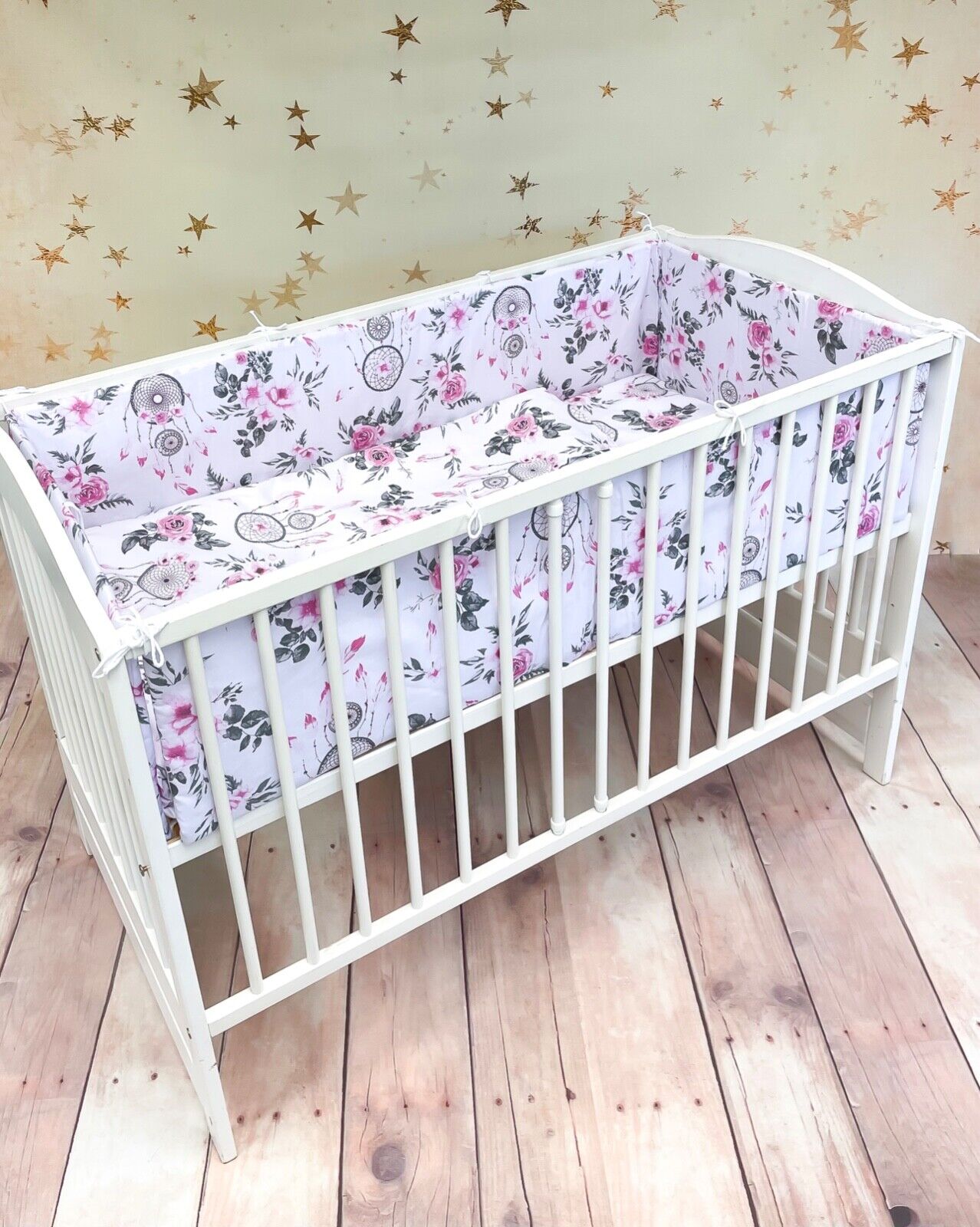 Baby Bedding Set 6pc Cotton All-round Straight Bumper fit Cot bed 140x70cm Dream Catcher