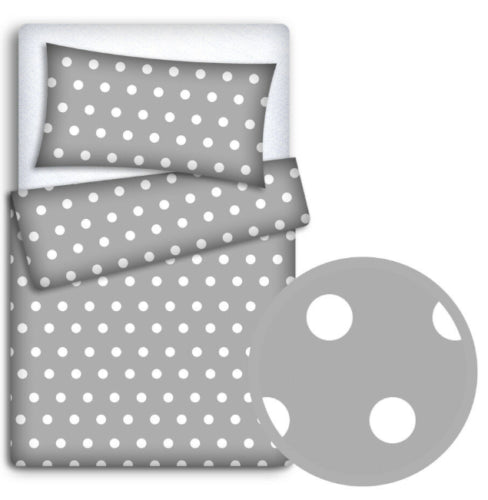 Baby 4Pc Bedding Set Pillow Duvet Quilt Fit Cotbed 140X70cm Dots Grey