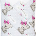 Baby Swaddle Wrap Newborn Bedding Blanket 100% Cotton Sleeping Bag Teddy Girl Bear Grey