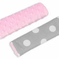 Dimple Belt Cover Car Seat Pram Pad Shoulder Soft Strap 2 Piece Pink/Dots Grey