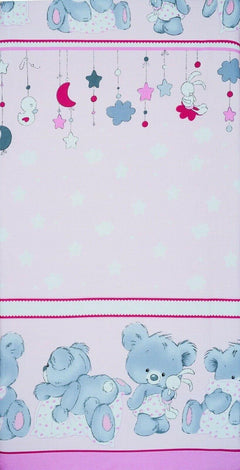 Baby Fitted Cot Bed Sheet Printed 100% Cotton Mattress 140X70cm Cuddle Bear Pink - MyHappy Baby