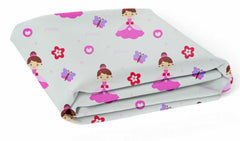 Baby Fitted Toddler Bed Sheet Printed 100% Cotton Mattress 160X80cm Butterfly Princess - MyHappy Baby