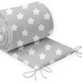 Baby Bedding Cot Liner 190 cm Half Cot Bed Big White Stars On Grey