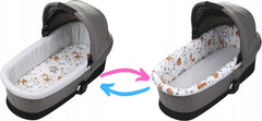 Carrycot cover Double-sided Liner Pushchair Pram Deer and Friends/Dots grey - MyHappy Baby