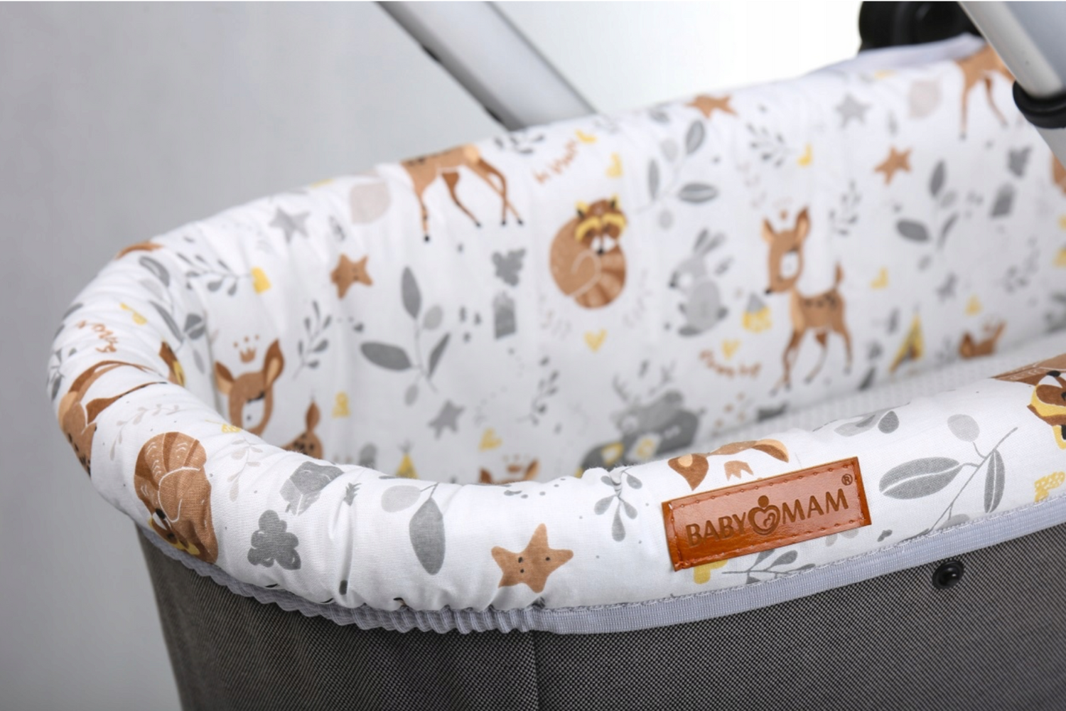 Carrycot cover Double-sided Liner Pushchair Pram Deer and Friends/Dots grey